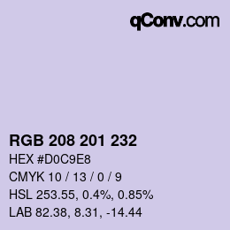 Color code: RGB 208 201 232 | qconv.com