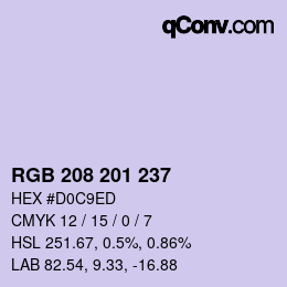 Color code: RGB 208 201 237 | qconv.com