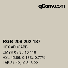 カラーコード: RGB 208 202 187 | qconv.com