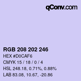 Color code: RGB 208 202 246 | qconv.com
