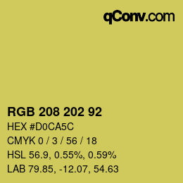 Color code: RGB 208 202 92 | qconv.com