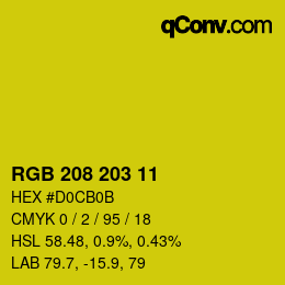 颜色代码: RGB 208 203 11 | qconv.com