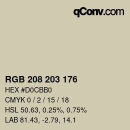 Color code: RGB 208 203 176 | qconv.com