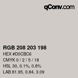 Color code: RGB 208 203 198 | qconv.com