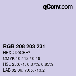 Farbcode: RGB 208 203 231 | qconv.com