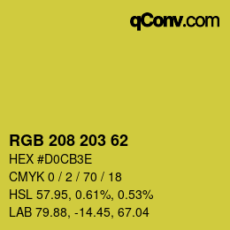 Color code: RGB 208 203 62 | qconv.com