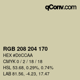 Color code: RGB 208 204 170 | qconv.com