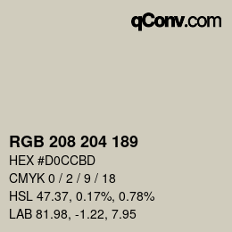 Color code: RGB 208 204 189 | qconv.com