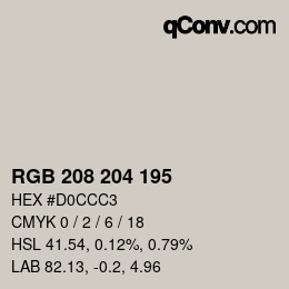 カラーコード: RGB 208 204 195 | qconv.com