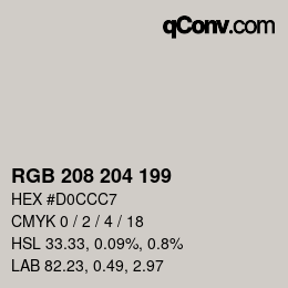 カラーコード: RGB 208 204 199 | qconv.com