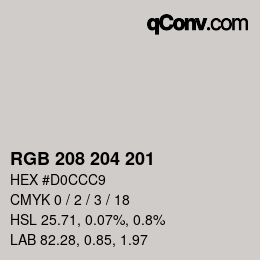 Color code: RGB 208 204 201 | qconv.com