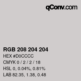 Color code: RGB 208 204 204 | qconv.com