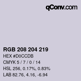 Color code: RGB 208 204 219 | qconv.com
