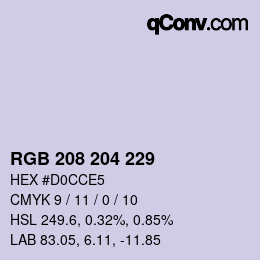 Color code: RGB 208 204 229 | qconv.com