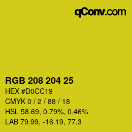 カラーコード: RGB 208 204 25 | qconv.com