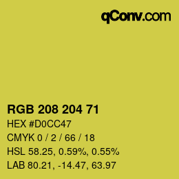 Color code: RGB 208 204 71 | qconv.com