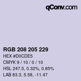カラーコード: RGB 208 205 229 | qconv.com