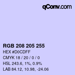 Color code: RGB 208 205 255 | qconv.com