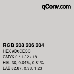 カラーコード: RGB 208 206 204 | qconv.com