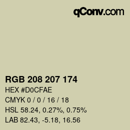 カラーコード: RGB 208 207 174 | qconv.com