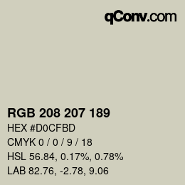 Color code: RGB 208 207 189 | qconv.com