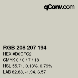 カラーコード: RGB 208 207 194 | qconv.com