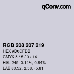 Color code: RGB 208 207 219 | qconv.com