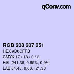 Color code: RGB 208 207 251 | qconv.com