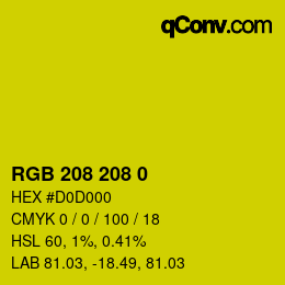 Color code: RGB 208 208 0 | qconv.com