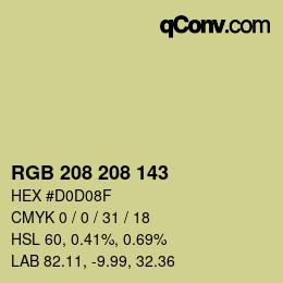 Color code: RGB 208 208 143 | qconv.com