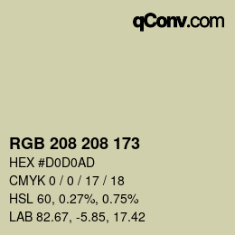 Code couleur: RGB 208 208 173 | qconv.com
