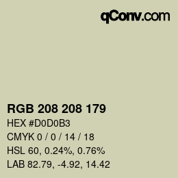 Color code: RGB 208 208 179 | qconv.com