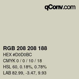 カラーコード: RGB 208 208 188 | qconv.com