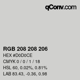 カラーコード: RGBA 208 208 206 1 | qconv.com