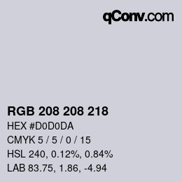 颜色代码: RGB 208 208 218 | qconv.com