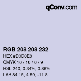 Código de color: RGB 208 208 232 | qconv.com