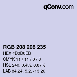 Farbcode: RGB 208 208 235 | qconv.com