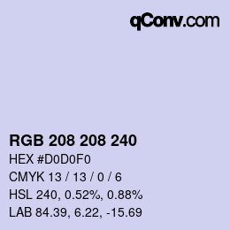 Color code: RGB 208 208 240 | qconv.com