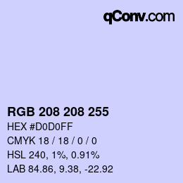 Color code: RGB 208 208 255 | qconv.com