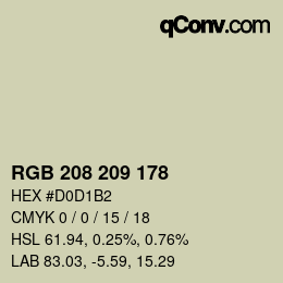 カラーコード: RGB 208 209 178 | qconv.com