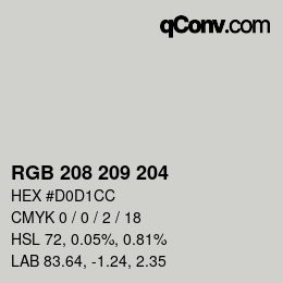 Farbcode: RGB 208 209 204 | qconv.com
