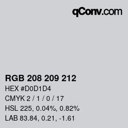 Color code: RGB 208 209 212 | qconv.com