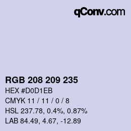 Farbcode: RGB 208 209 235 | qconv.com