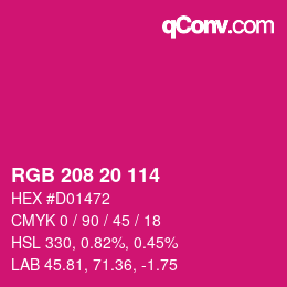 Color code: RGB 208 20 114 | qconv.com