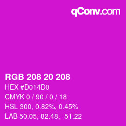 Color code: RGB 208 20 208 | qconv.com