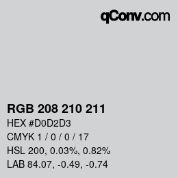 カラーコード: RGB 208 210 211 | qconv.com