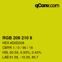 カラーコード: RGB 208 210 8 | qconv.com