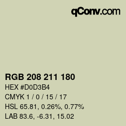 Color code: RGB 208 211 180 | qconv.com