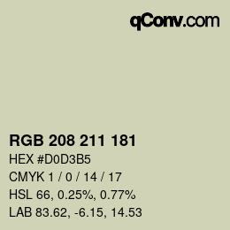 Color code: RGB 208 211 181 | qconv.com