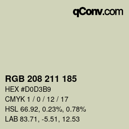 颜色代码: RGB 208 211 185 | qconv.com